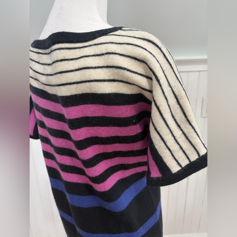 LOFT Black, Pink, and Blue Striped Midi Dress - Picture 5 of 8